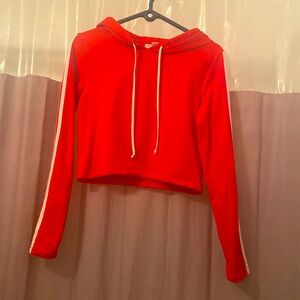 Women’s Red & White Streetwear Society Active Wear Cropped Sweater Top Large